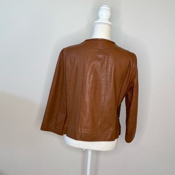 Women's Brown Leather Jacket - Picture 4 of 9